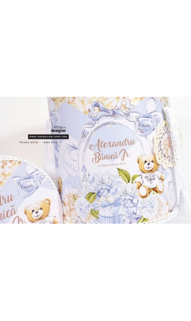 Trusou de botez pentru baieti cu ursuletul Baby Dior, Ursulet de plus 4